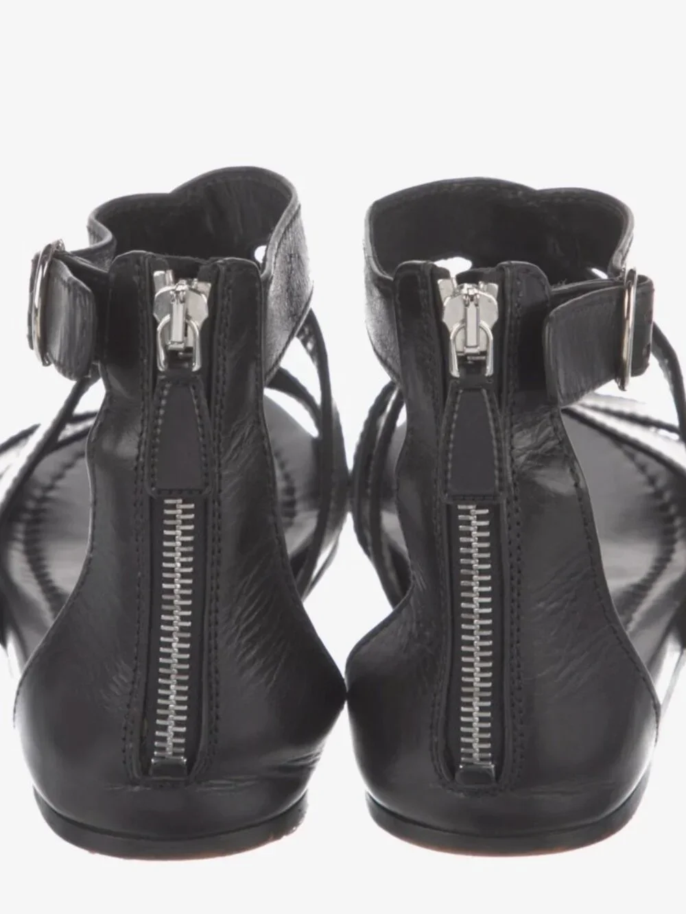 Prada Milano Black Leather Strappy Sandals (authenticated)